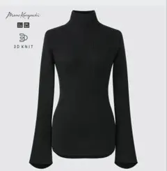 ユニクロ マメクロ 3Dニットリブハイネックセーター ブラック　Sサイズ