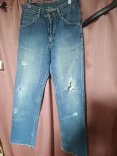 LEE リーライダース　ライトブルー ストレートデニム ダメージ加工