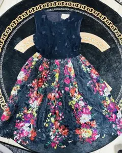 秋のChesty ノースリーブ フラワー刺繍 ひざ丈ワンピース