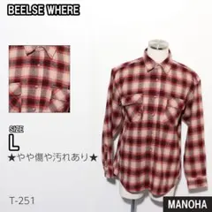 BEELSE WHERE　メンズ　長袖シャツ　ポロシャツ　チェック柄　古着