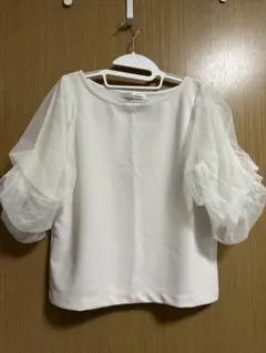 mysty woman チュール袖 半袖ブラウス ホワイトのサムネイル