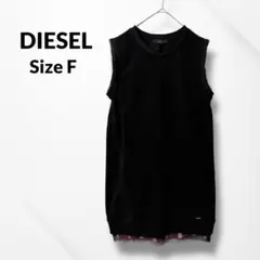 DIESEL ディーゼル ノースリーブ ミニワンピ ブラック チェック チュール