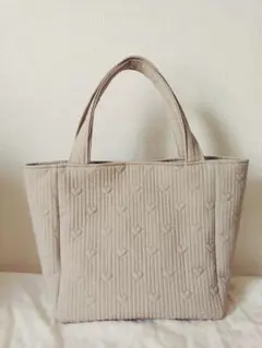 タイムSALE ハンドメイド☆ポリエステルハート刺繍ヌビバッグ ベージュのサムネイル