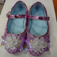 紫 グリッター バレエシューズ　17cm
