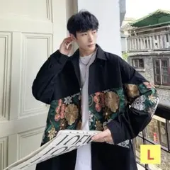 刺繍 シャツ 花柄 和柄 メンズ 羽織 ゆったり ストリート カジュアル