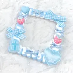 コースターサイズ 硬質ケース ホイップデコ 水色 いちご