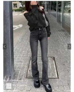 (新品未使用)grl ハイウエストフレアデニムパンツ[cu498]