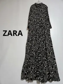 ZARA アニマルプリントシャツロングワンピース　レオパード　モノトーン