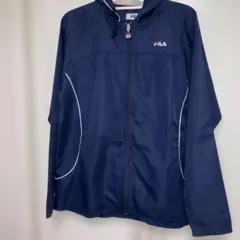 FILA ウィンドブレーカー ネイビー フード付きレディースMふんわりエレガント