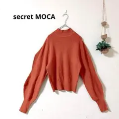 レクトモカ オレンジ ハイネック クロップドニットセーター バルーンスリーブ