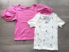☆新品☆H&Mキッズ女の子 半袖カットソーTシャツ2枚セット♪120/130cm