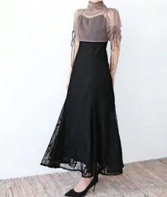 ドリードール ブラウスセットフラワーレースドレス 結婚式 パーティー S