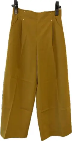 beams heartマスタード ワイド8分丈パンツ 後ろゴムウエスト