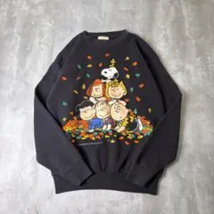 90s USA製 PEANUTS キャラクター集合 ピラミッド スウェット L