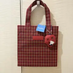familiar ファミリア 赤系チェック トートバッグ 小