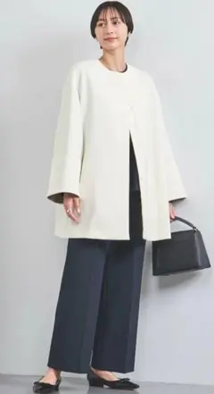 【UNITEDARROWS】ホワイト ノーカラージャケット 36