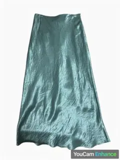 グリーンレーベルリラクシング　サテンナロースカート ライム 36