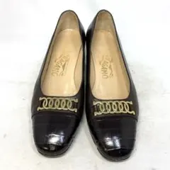 フェラガモ ダークブラウン パンプス4 D 21.5cm Ferragamo