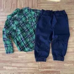 POLO 24Mチェック柄シャツとネイビーパンツセット