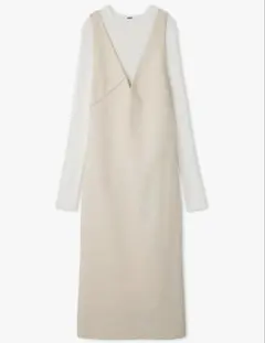 Mila Owen クルーネックニット×Aラインキャミレイヤードワンピース