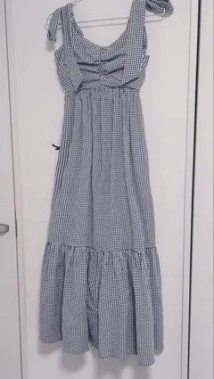 ノースリーブ ロングワンピース ギンガムチェック