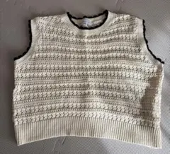 SEASON REASON アイボリー レース編み ニットベスト Mサイズ