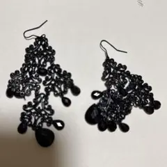 エレガント ブラック レース ピアス