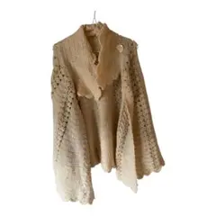 【24時間以内に発送】レース編みニットポンチョ