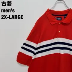 古着 CHAPS チャップス ポロシャツ ボーダー ビッグサイズ オレンジ2XL