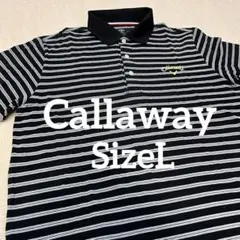 キャロウェイ ボーダー 半袖 ポロシャツ ドライ ブラック メンズ サイズL