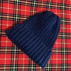 毛100%のニット帽　ネイビー