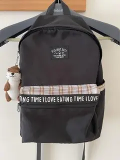 ブラック　チェック　カワウソぬいぐるみキーホルダー付　リュック　リュックサックのサムネイル