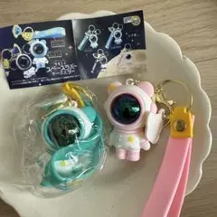 【ガチャガチャ】ケモミミ スペースラバーキーホルダー pink Green