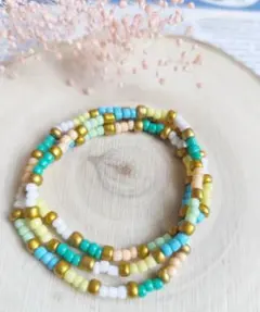 3点セット　ゴムブレスレット　カラフルビーズ重ね付けブレスレット