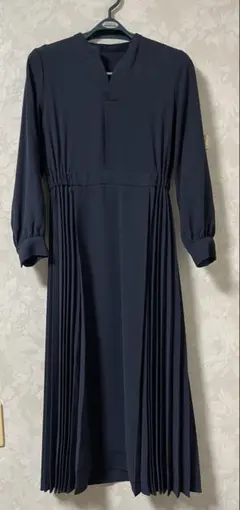 プリーツワンピース ネイビー