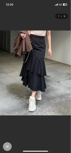 フレアスカート ティアード 黒