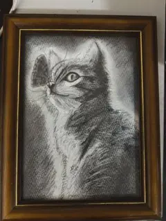 猫❤️ネコ ねこ 原画 鉛筆画 色鉛筆画 絵画 手描き イラスト A5サイズ