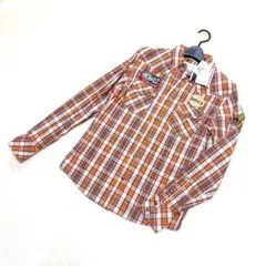 タグ付 未使用AGATE LABEL ワッペン&バックプリント シャツМオレンジ