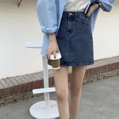 デニムミニスカート Mサイズインディゴブルー nugu moment chico