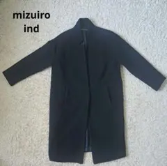 mizuiro ind ウールブレンドスタンドカラーコート ネイビー