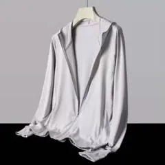 UVカットパーカー　速乾　軽量　冷房対策　登山　 グレー　L