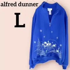 美品✨alfred dunner【L】 アルフレッドダナー青 トレーナー 鹿