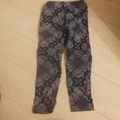 ネイビー ペイズリー柄 ロングパンツ
