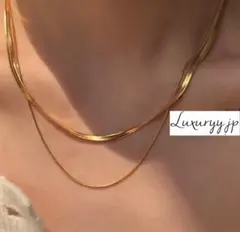 ネックレス サージカルステンレス スネークチェーン 爆売✨2連 ゴールドシルバー