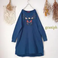 グラニフ graniph 刺繍スウェットワンピース 長袖 フリーサイズ