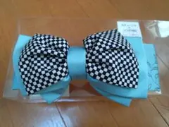 和装小物　リボン大 市松 ヘアクリップ　振袖　袴