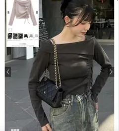 GRL オフショルドロストテレコトップス[tu1412] ピンク