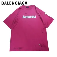 【美品】BALENCIAGA ロゴプリント デストロイ Tシャツ