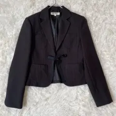 美品Modern Harmonyリボンテーラードジャケット5AP　黒　◆A298