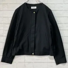良品✨オペークドットクリップ ノーカラーツイルブルゾン（M）ジャケット 金ボタンのサムネイル